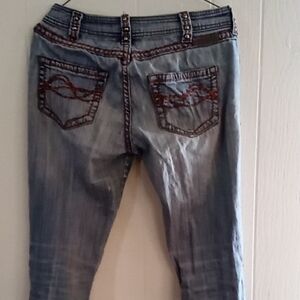 Light Blue Skinny Jeans with Decorative Back Pocket Embroidery